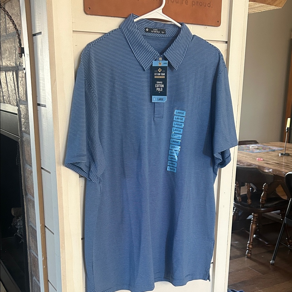 Classic Blue Striped Polo Shirt by Izod